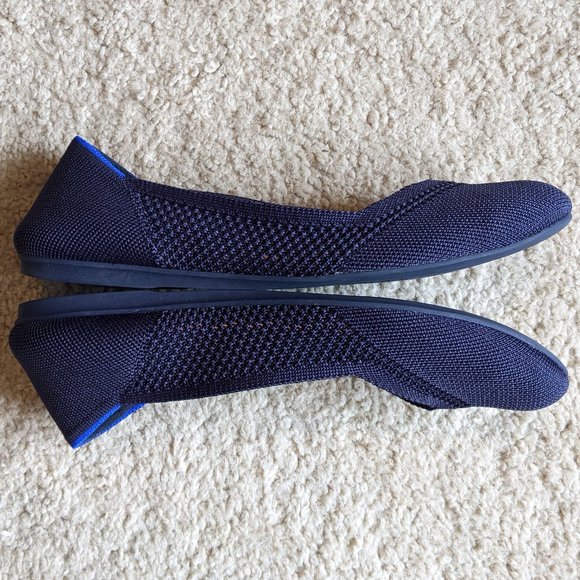 Rothy's retired Navy Blue Honeycomb Design Flats with Coral Insole - Picture 7 of 11